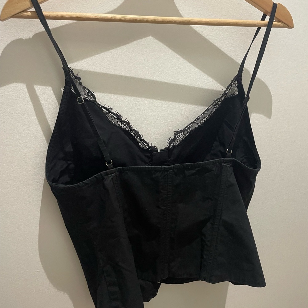 Zara Black Lace Trim Tank Top - Picture 2 of 2